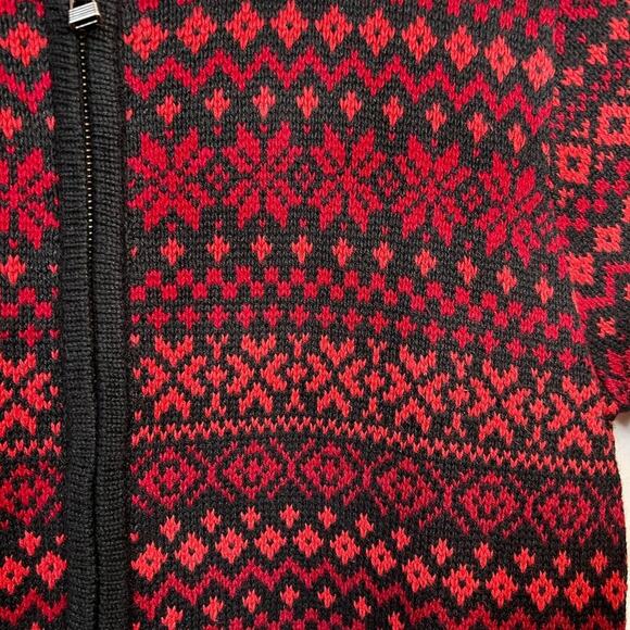 NOMADIC TRADERS Fairisle Cardigan in Black and Reds Size Medium - Picture 4 of 12